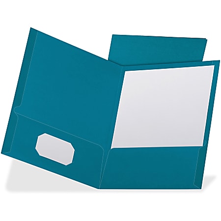TOPS Oxford Letter Recycled Pocket Folder - 8 1/2" x 10 63/64" - 100 Sheet Capacity - 2 Pocket(s) - Teal - 35% Recycled - 25 / Box