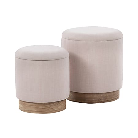 LumiSource Marla Nesting Ottomans, Pink/Natural, Set Of 2 Ottomans
