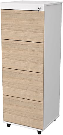 Inval 15"D Vertical 4-Drawer File Cabinet, Sand Oak/White