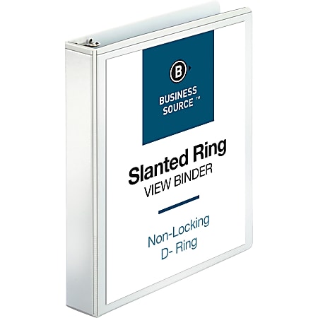 Business Source Basic View 3-Ring Binder, 1 1/2" D-Rings, White