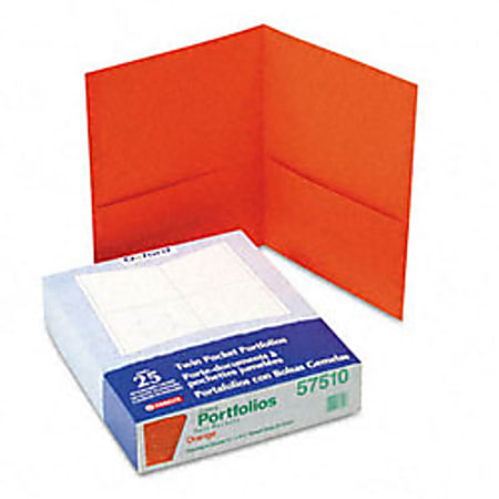 Oxford™ Twin-Pocket Portfolios, 8 1/2" x 11", Orange,