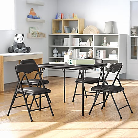 Flash Furniture Kids Colorful Folding Table And 4 Chairs, 20-1/4"H x 24"W x 24"D, Black
