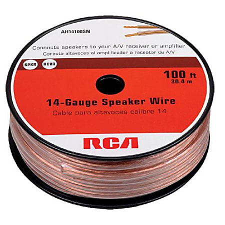 RCA Audio Cable - 100 ft Audio Cable for Speaker, Home Theater System, A/V Receiver, Amplifier - 14/2 AWG - Clear