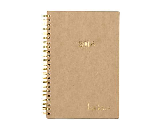 Nicole Miller Wire-O Weekly/Monthly Planner, Kraft, 5" x 8", 50% Recycled, January–December 2016