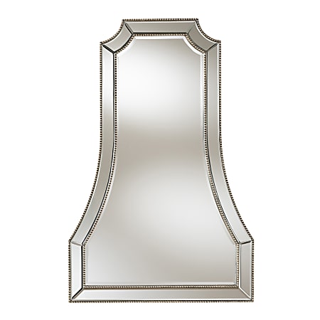 Baxton Studio Modern Bell Accent Wall Mirror, 40" x 26", Antique Silver