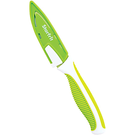 Starfrit® Paring Knife With Integrated Sharpening Sheath, 3-1/2”, Green