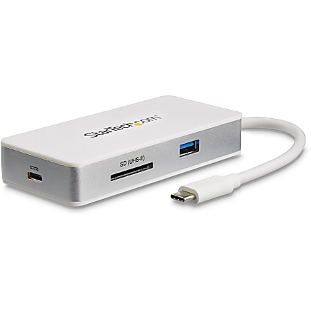 StarTech.com USB C Multiport Adapter - 4K HDMI - SD / SDHC / SDXC Slot (UHS-II) - Power Delivery - GbE - USB 3.0 Port - USB C Adapter - USB C Hub - Add more connectivity to your USB-C laptop with 4K HDMI, an ultra high-speed SD 4.0 card reader, GbE