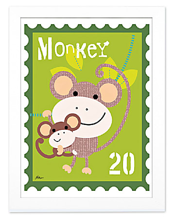 Timeless Frames&reg; Children&rsquo;s Framed Art, 10&rdquo; x 8&rdquo;, Monkey Animal Stamp