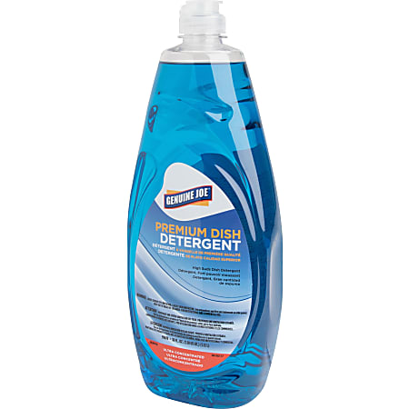 Genuine Joe Premium Dish Detergent - For Dish - Concentrate - 38 fl oz (1.2 quart) - 1 Each - Film-free - Blue