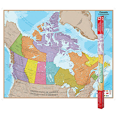 Hemispheres Laminated Map, Canada, 47" x 38"