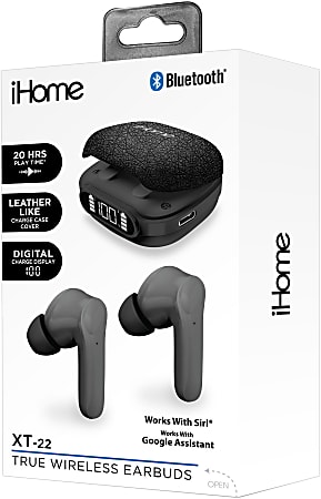 Bytech iHome XT-22 True Wireless Bluetooth In-Ear Earbuds, Black, HMAUBE237BK