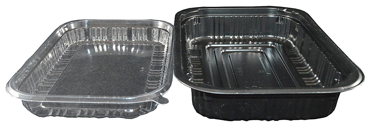 Hawaii's Finest Products 2-Piece Food Containers, Medium, Black/Clear, Pack Of 100 Containers
