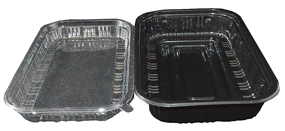 Hawaii's Finest Products Food Containers, Medium/Large, Black/Clear, Pack Of 100 Containers