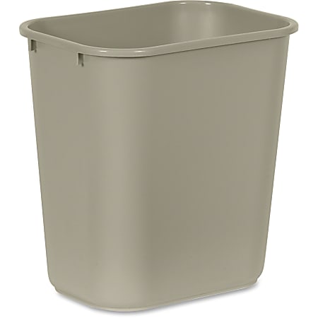 Rubbermaid Commercial 28 QT Medium Deskside Wastebaskets - 7 gal Capacity - Rectangular - Dent Resistant, Durable, Rust Resistant, Easy to Clean - 15" Height x 10.5" Width x 14.5" Depth - Plastic - Beige - 12 / Carton