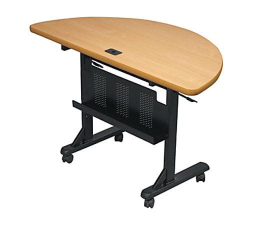 Balt Flipper Training Table - Teak Half-round Top - 24" Table Top Length x 48" Table Top Width x 1.25" Table Top Thickness - 29.50" Height - Assembly Required - Black, Powder Coated