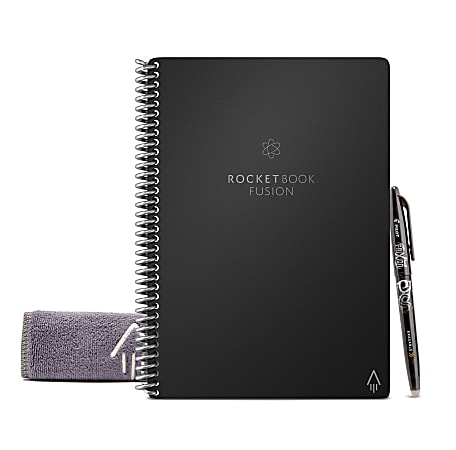 Rocketbook Fusion Smart Reusable Notebook Executive Size Notebook, 6" x 8-4/5", 7 Subjects, 21 Sheets, Black
