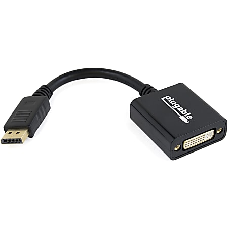 Plugable DisplayPort to DVI Adapter - (Supports Windows and Linux Systems and Displays up to 4K UHD 3840x2160@30Hz), Driverless