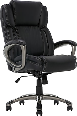 Serta® Works Ergonomic Bonded Leather High-Back Office Chair, Midnight Black/Silver