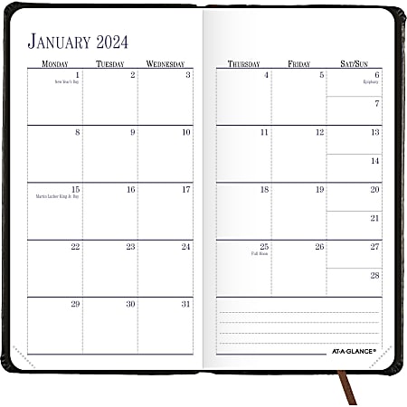 2024 AT A GLANCE Monthly Planner 8 x 10 Black January To December 2024  7013005 - Office Depot