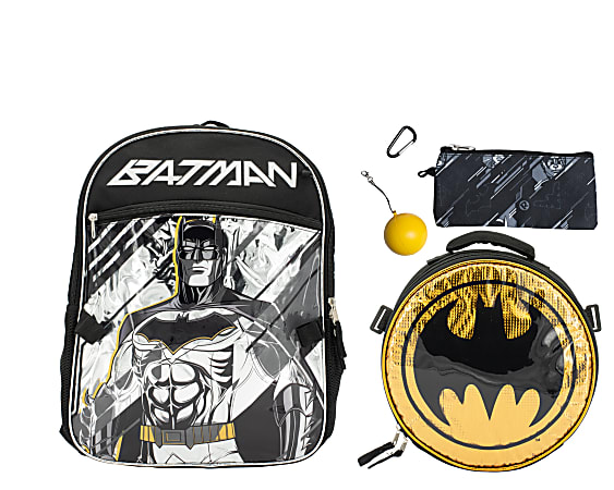 Accessory Innovations 5-Piece Kids' Licensed Backpack Set, Batman