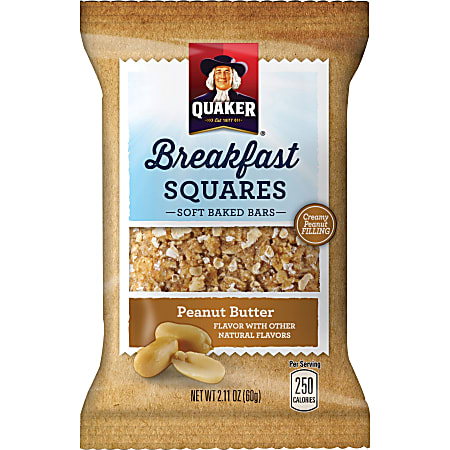 Quaker Oats Foods Breakfast Squares Soft Baked Bars - Individually Wrapped, No Artificial Flavor - Peanut Butter - 2.11 oz - 6 / Box