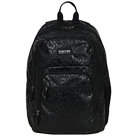 Kenneth Cole Reaction Polyester Double Gusset Computer Backpack With 15.6" Laptop Pocket, Black Leopard