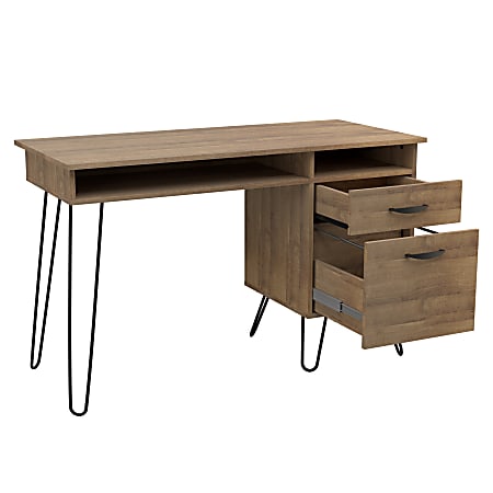 Inval 48"W Computer Desk With Open Storage Shelf, Amaretto