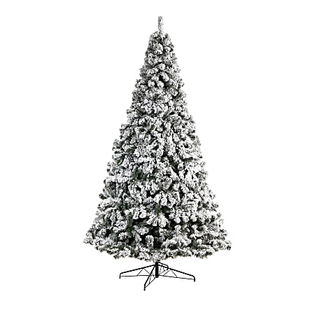 Nearly Natural Flocked West Virginia Fir 120”H Artificial Christmas Tree With Bendable Branches, 120”H x 68”W x 68”D, Green