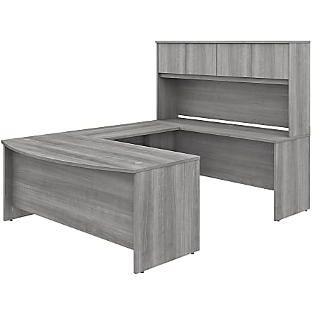 Bush Business Furniture Studio C U-Shaped Desk With Hutch And Mobile File Cabinet, 72"W x 36"D, Platinum Gray, Premium Installation