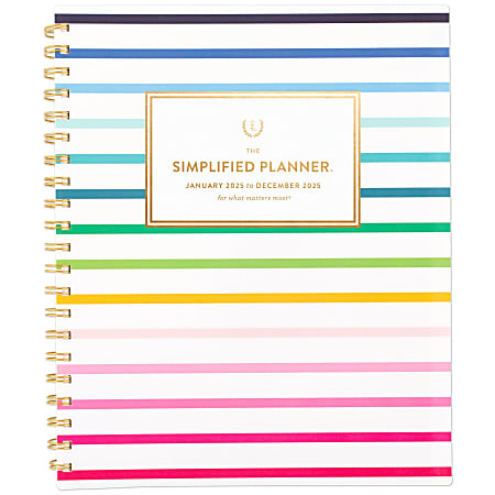 2025 Simplified by Emily Ley for AT-A-GLANCE® Weekly/Monthly Planner, 8-1/2" x 11", Happy Stripe, January To December, EL32-905