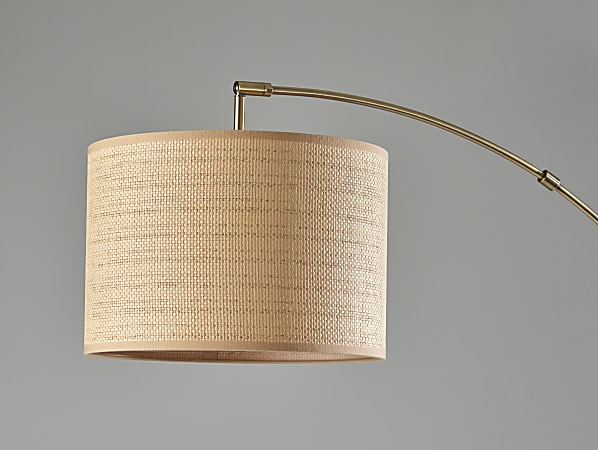 Adesso Bowery Arc Floor Lamp 73 12 H NaturalBeigeAntique Brass ODP Business Solutions