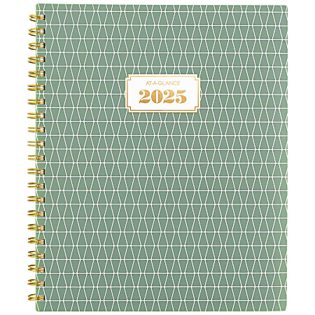 2025-2026 AT-A-GLANCE® BADGE Weekly/Monthly Planner, 8-1/2" x 11", Green Tile, January To January