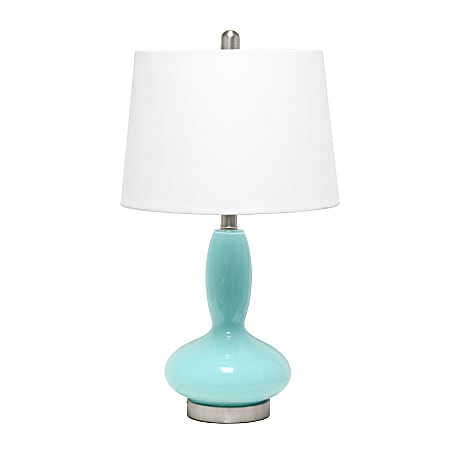 Lalia Home Glass Dollop Table Lamp, 23-1/2"H, White Shade/Seafoam Base