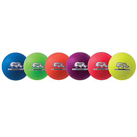 Champion Sports Rhino Skin Low-Bounce Dodgeballs, Assorted Neon