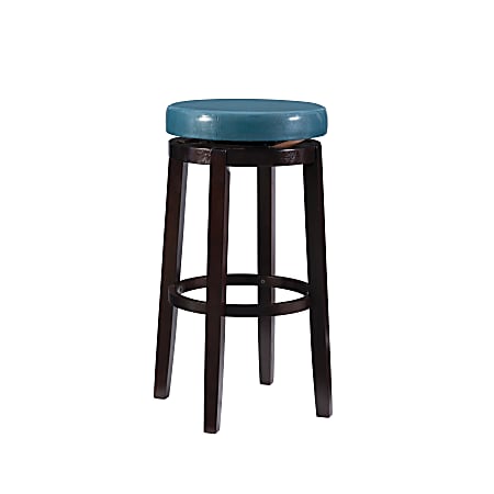 Linon Alice Backless Faux Leather Swivel Bar Stool, Teal/Brown