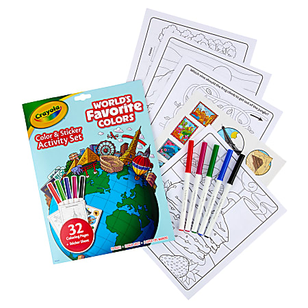 Crayola Color &amp; Sticker Activity Set for Kids, World&rsquo;s Favorite Colors, Includes Coloring Pages, Stickers, Washable Markers, Art Kit for Kids