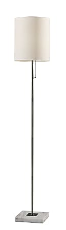 Adesso® Fiona Floor Lamp, 62"H, White Shade/Brushed Steel And White Base