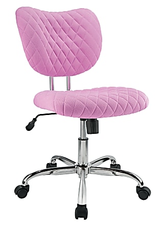 Brenton Studio® Quilted Jancy Mesh Low-Back Task Chair, Pink/Chrome