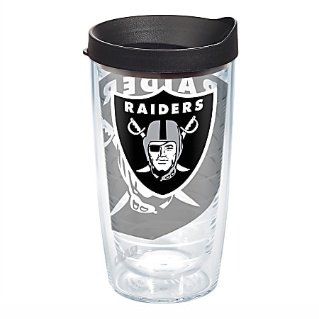 Tervis NFL Tumbler With Lid, 16 Oz, Oakland Raiders, Clear