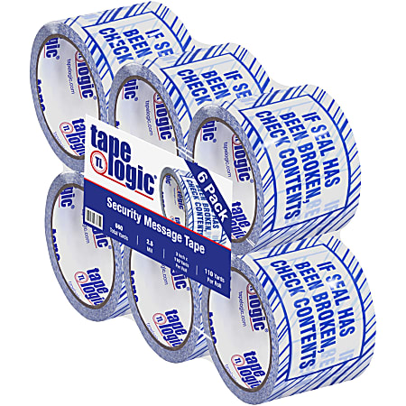 Tape Logic® Security Tape, If Seal Has Been?, 3" x 110 Yd., Blue/White, Case Of 6