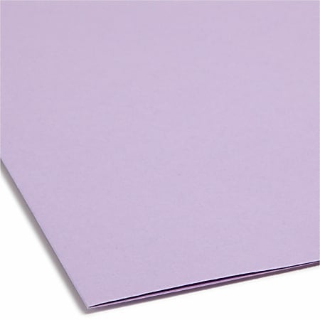 Smead 12440 Letter Size File Folder with Prong Fasteners - Standard Height  with 1/3 Cut Assorted Top Tab, Lavender - 50/Box
