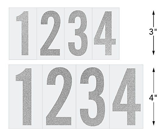 COSCO Reflective Adhesive Numbers 3 4 Reflective Silver Pack Of 50 ...