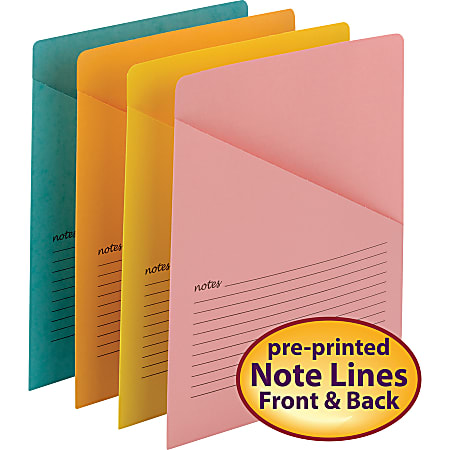 Smead Organized Up Recycled File Jacket - Aqua, Goldenrod, Pink, Yellow - 10% Recycled - 12 / Pack