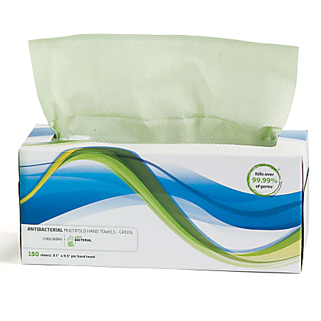 Cascades® Antibacterial Multi-Fold Paper Towels with Dispenser, 150 Sheets Per Pack, Case Of 24