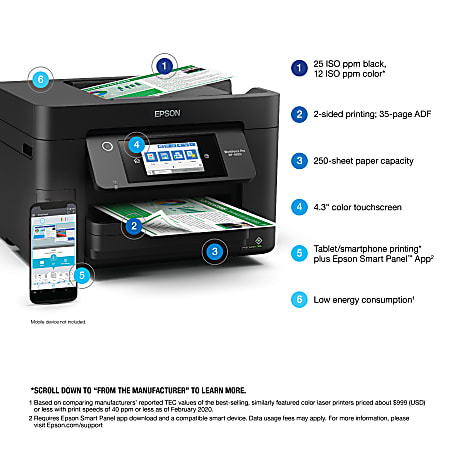 Epson WorkForce Pro WF 4820 Wireless Inkjet All In One Color Printer -  Office Depot