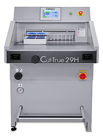 Formax Cut-True 29H Hydraulic Automatic Guillotine Paper Cutter With LED Laser Line, 20-1/2", Gray