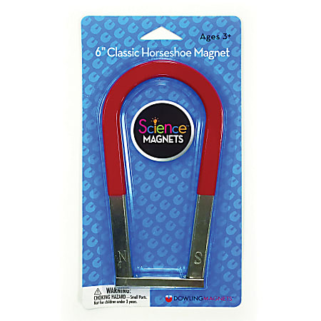 Dowling Magnets Classic Horseshoe Magnet, 6", Red/Silver