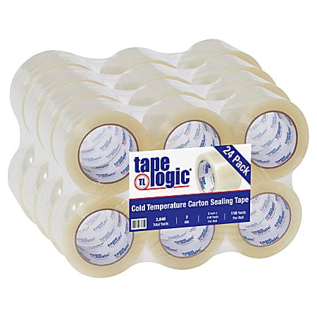 Tape Logic® #7651 Cold Temperature Tape, 3" Core, 3" x 110 Yd., Clear, Case Of 24