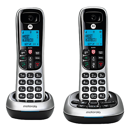 Motorola® CD4012 2-Handset Cordless Telephone Set With Digital Answering System, Silver