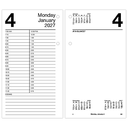 AT-A-GLANCE® 2027 Daily Loose-Leaf Desk Calendar Refill, Standard, 4 1/2" x 8"